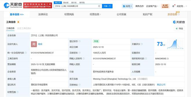 衛(wèi)寧健康成立衛(wèi)寧云科技公司，注冊(cè)資本1000萬(wàn)加碼數(shù)字醫(yī)療